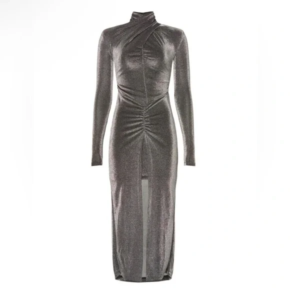 all saints ayla metallic dress AllSaints Womens Ayla Metallic Dress, Silver, Size: 10